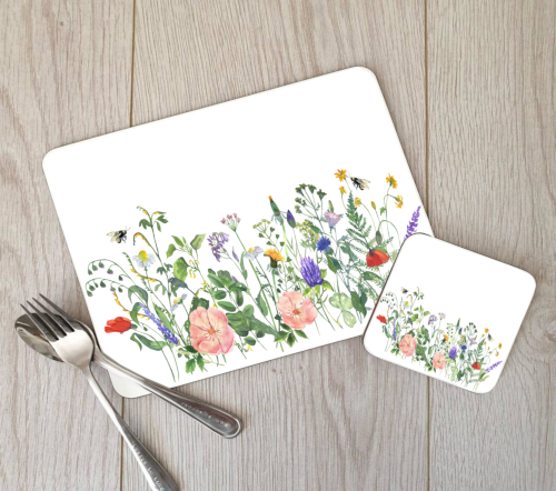 Wild Flower Hardboard Placemat and Coaster Set